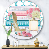 Designart 'Pink Fashion high heels II' Glam Metal Circle Wall Art