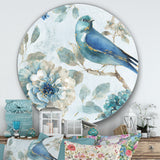 Designart 'Indigold Watercolor Lovely bird II' Farmhouse Metal Circle Wall Art