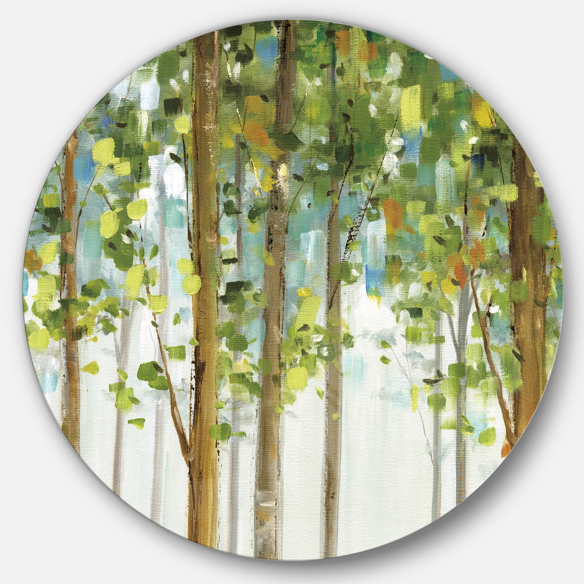 Designart 'Green Forest Study' Farmhouse Metal Circle Wall Art