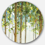 Designart 'Green Forest Study' Farmhouse Metal Circle Wall Art