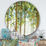 Designart 'Green Forest Study' Farmhouse Metal Circle Wall Art