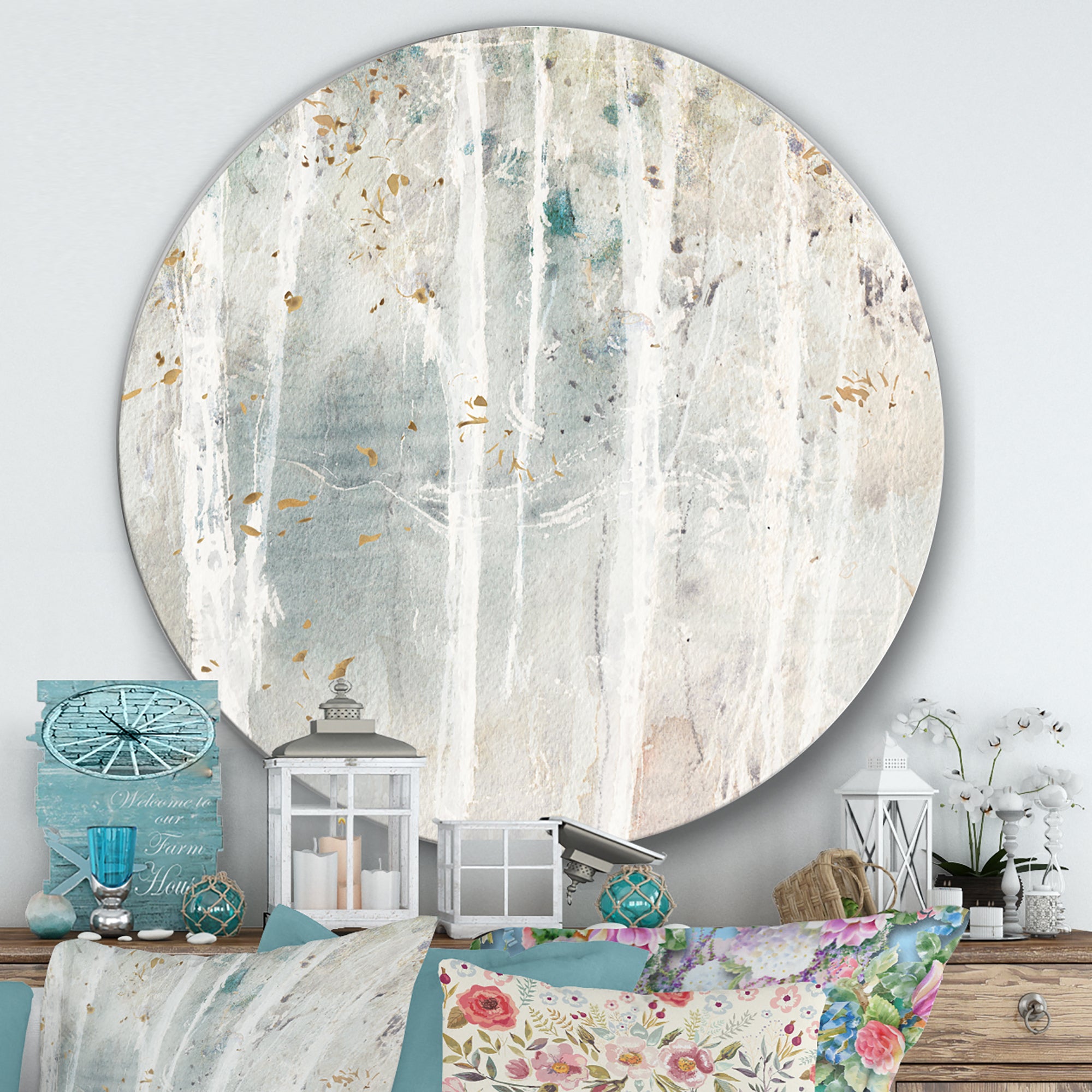 Designart 'A Woodland Walk into the Forest VI' Farmhouse Metal Circle Wall Art
