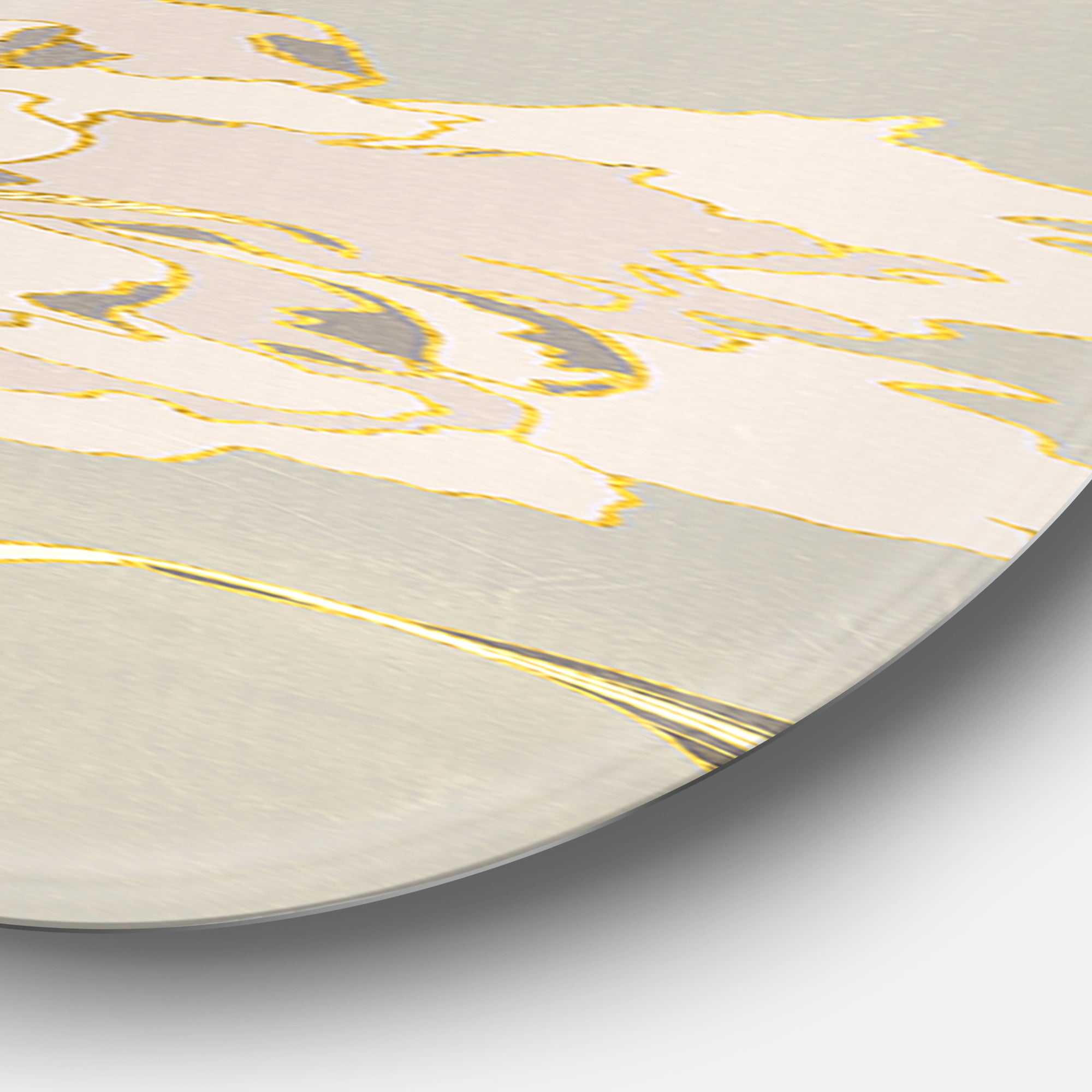 Designart 'Gold Metallic Floral Garden II' Glam Metal Circle Wall Art