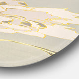 Designart 'Gold Metallic Floral Garden II' Glam Metal Circle Wall Art