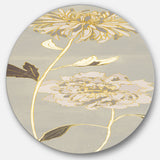 Designart 'Gold Metallic Floral Garden II' Glam Metal Circle Wall Art