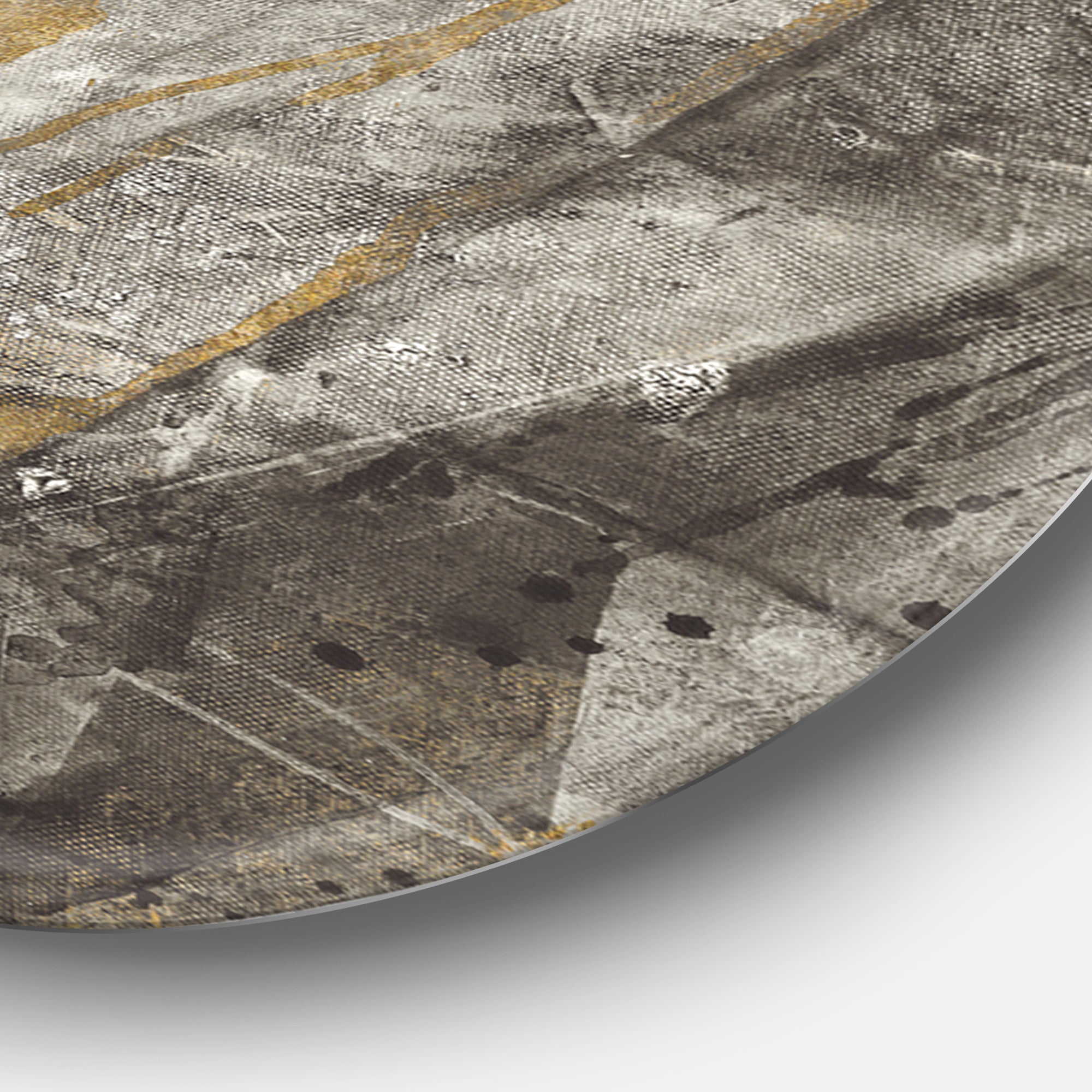 Designart 'Gold, Black and White Hanpainted Abstract' Glam Metal Circle Wall Art