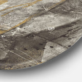 Designart 'Gold, Black and White Hanpainted Abstract' Glam Metal Circle Wall Art