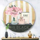 Designart 'Glam & Fashion Parfum Boudoir III' Glam Metal Circle Wall Art