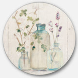 Designart 'Blossoms on Birch Cottage Bouquet IV' Farmhouse Metal Circle Wall Art