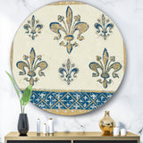 Designart 'Fleur de Lis Gold Pattern' Glam Metal Circle Wall Art