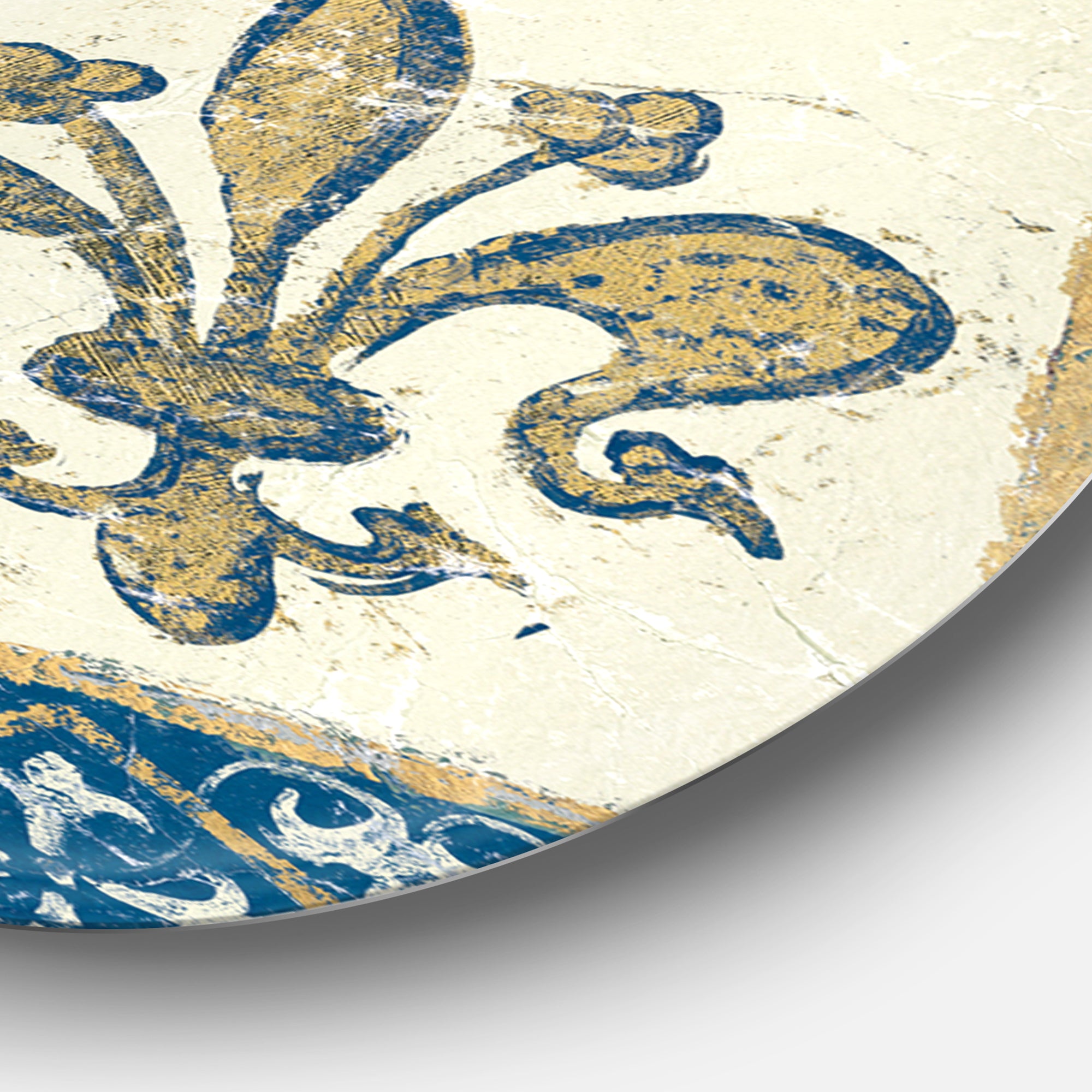 Designart 'Fleur de Lis Gold Pattern' Glam Metal Circle Wall Art