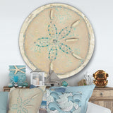 Designart 'Seastar and Blue Sea Shell II' Nautical & Coastal Metal Circle Wall Art