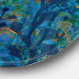 Designart 'Blue Underwater Lake leaves I' Nautical & Coastal Metal Circle Wall Art