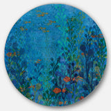 Designart 'Blue Underwater Lake leaves I' Nautical & Coastal Metal Circle Wall Art