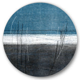 Designart 'Teal Meets Grey Abstract Art' Modern Metal Circle Wall Art