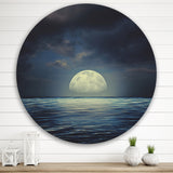 Designart 'Super Moon Over The Sea II' Nautical & Coastal Metal Circle Wall Art