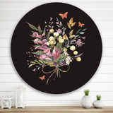 Designart 'Vintage Floral Summer Wildflowers Arrangement' Traditional Metal Circle Wall Art