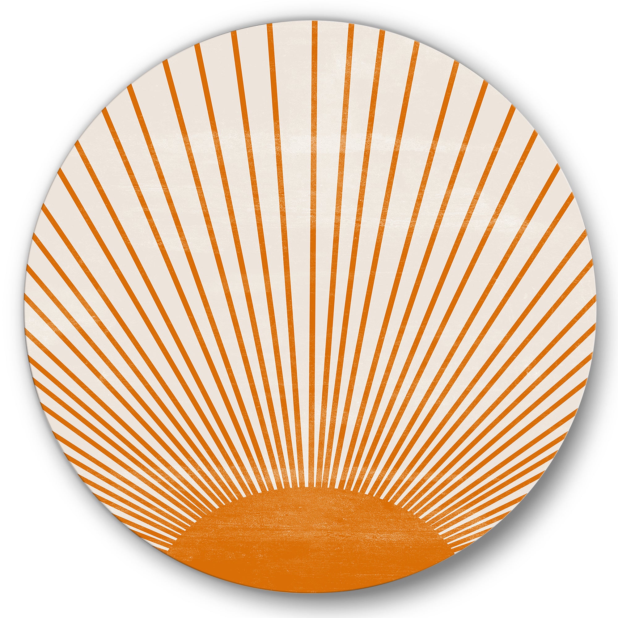 Designart 'Orange Sun Print III' Modern Metal Circle Wall Art
