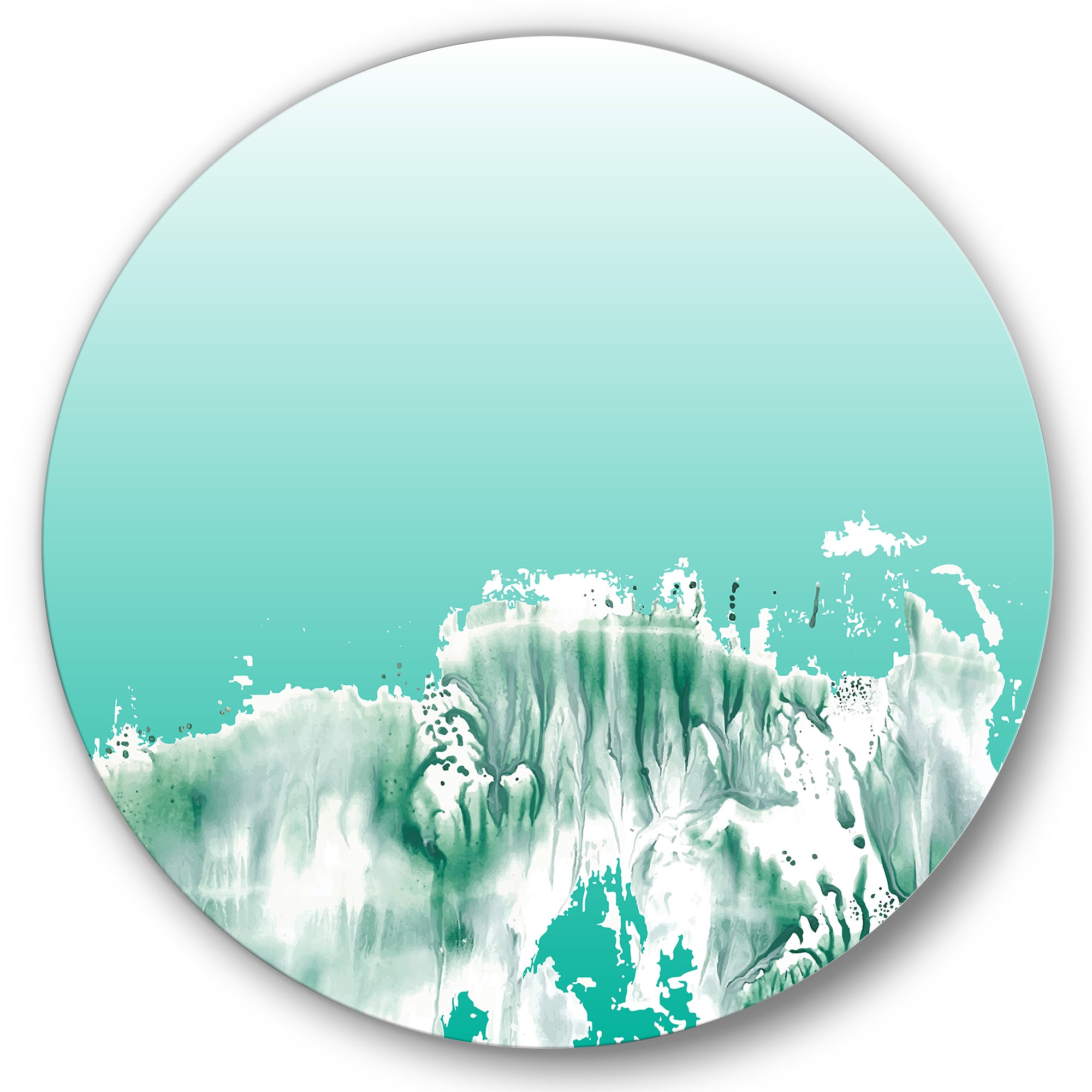 Designart 'Auquamarine Landscape' Traditional Metal Circle Wall Art