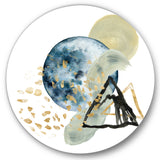 Designart 'Minimalistic Landscape of Mountains With Moon II' Modern Metal Circle Wall Art