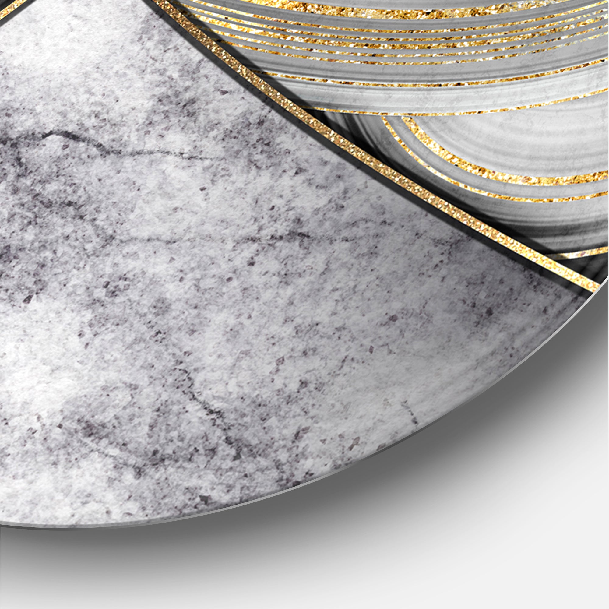 Designart 'Marble Granite Agate With Touches Of Gold' Modern Metal Circle Wall Art
