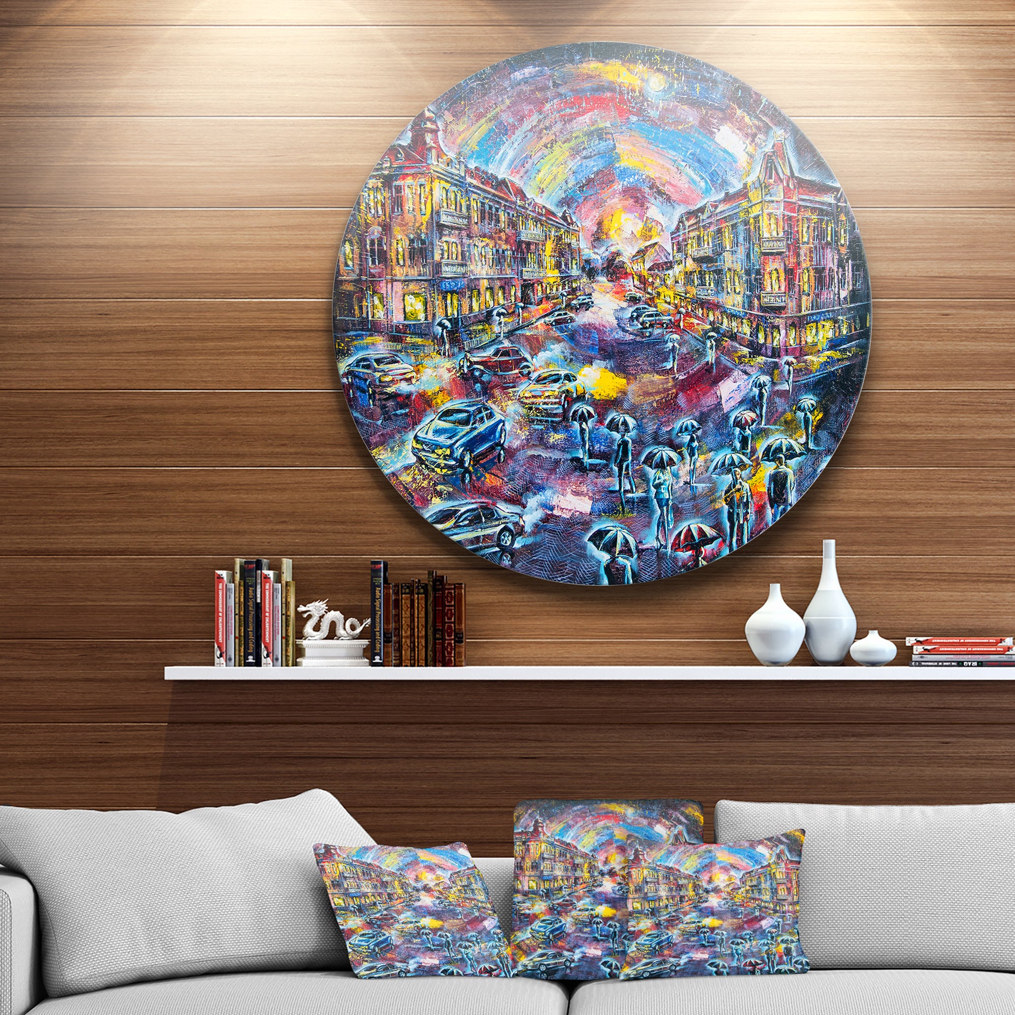 Surreal City at Night' Cityscape Large Metal Artwork