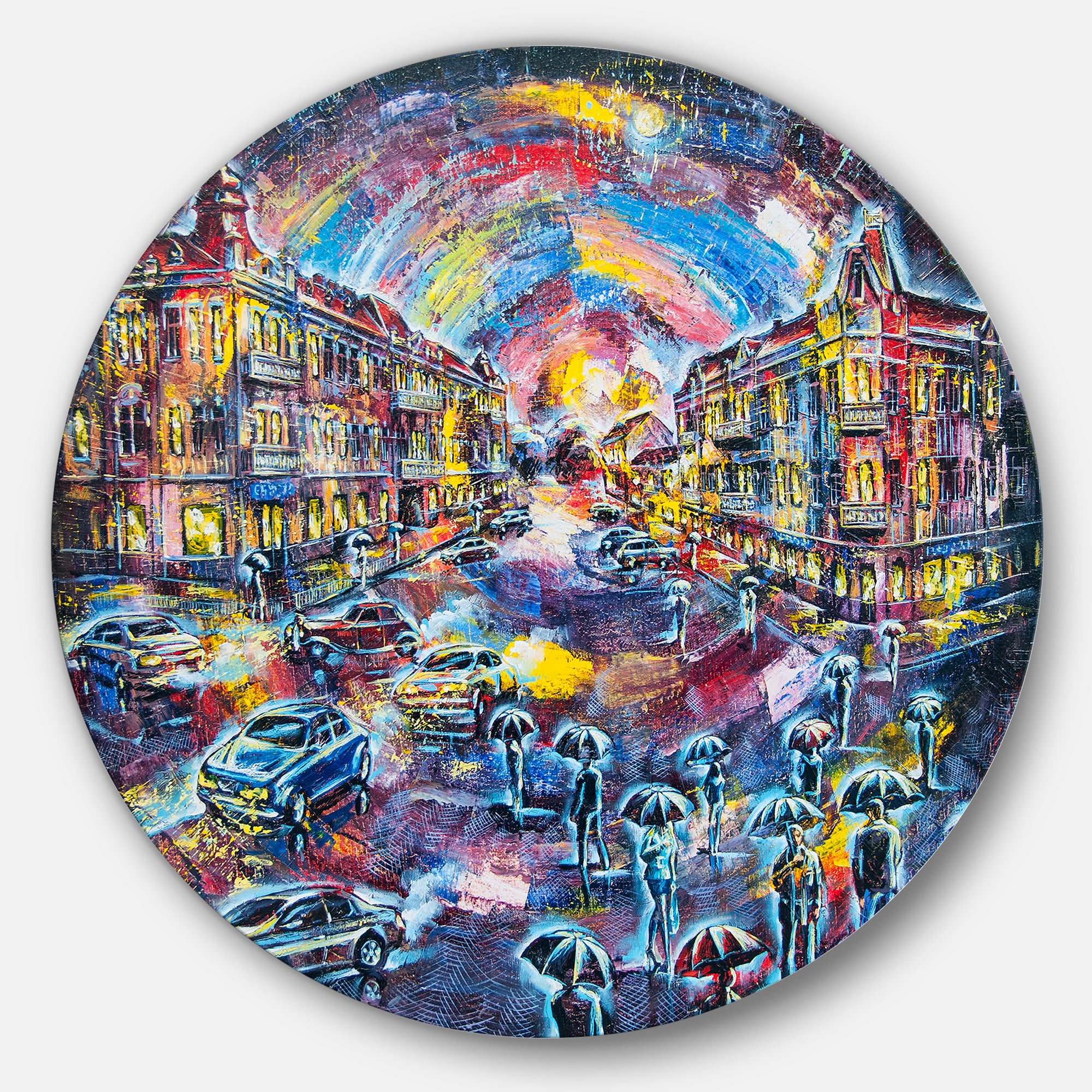 Surreal City at Night' Cityscape Large Metal Artwork