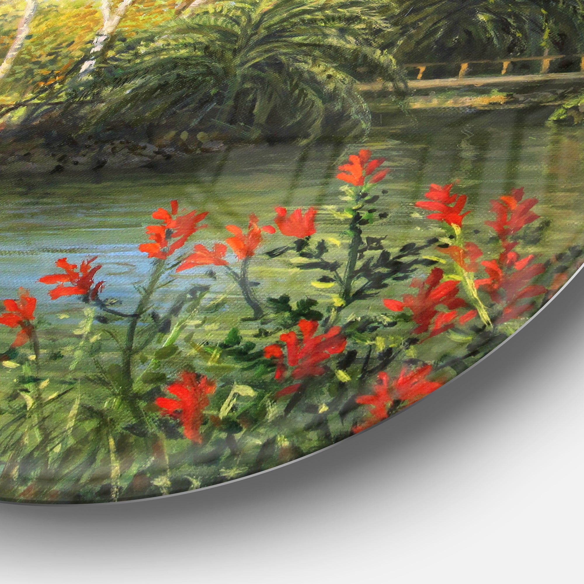 Garden of Eden' Landscape Metal Circle Wall Art