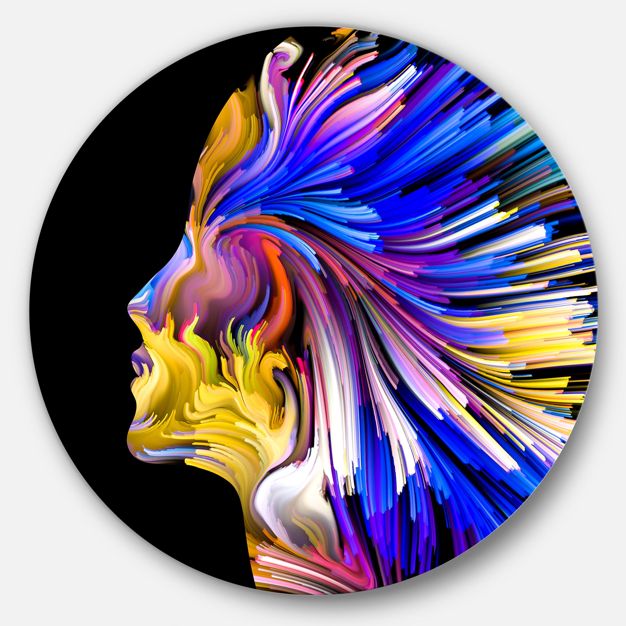Imagination in Blue' Abstract Metal Circle Wall Art