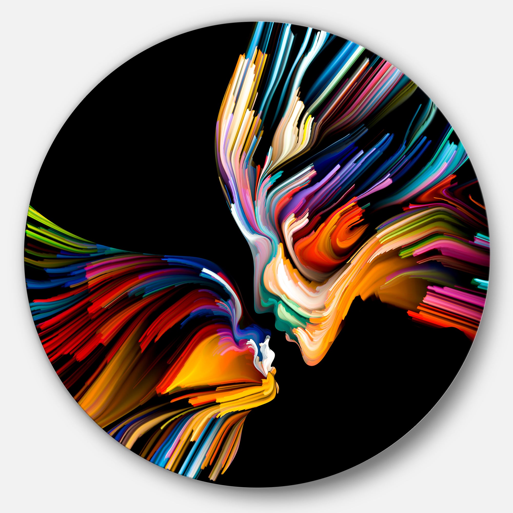 Kissing Minds Graphic Art' Abstract Circle Metal Wall Decor