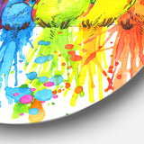 Colorful Parrots Illustration' Animal Metal Circle Wall Art