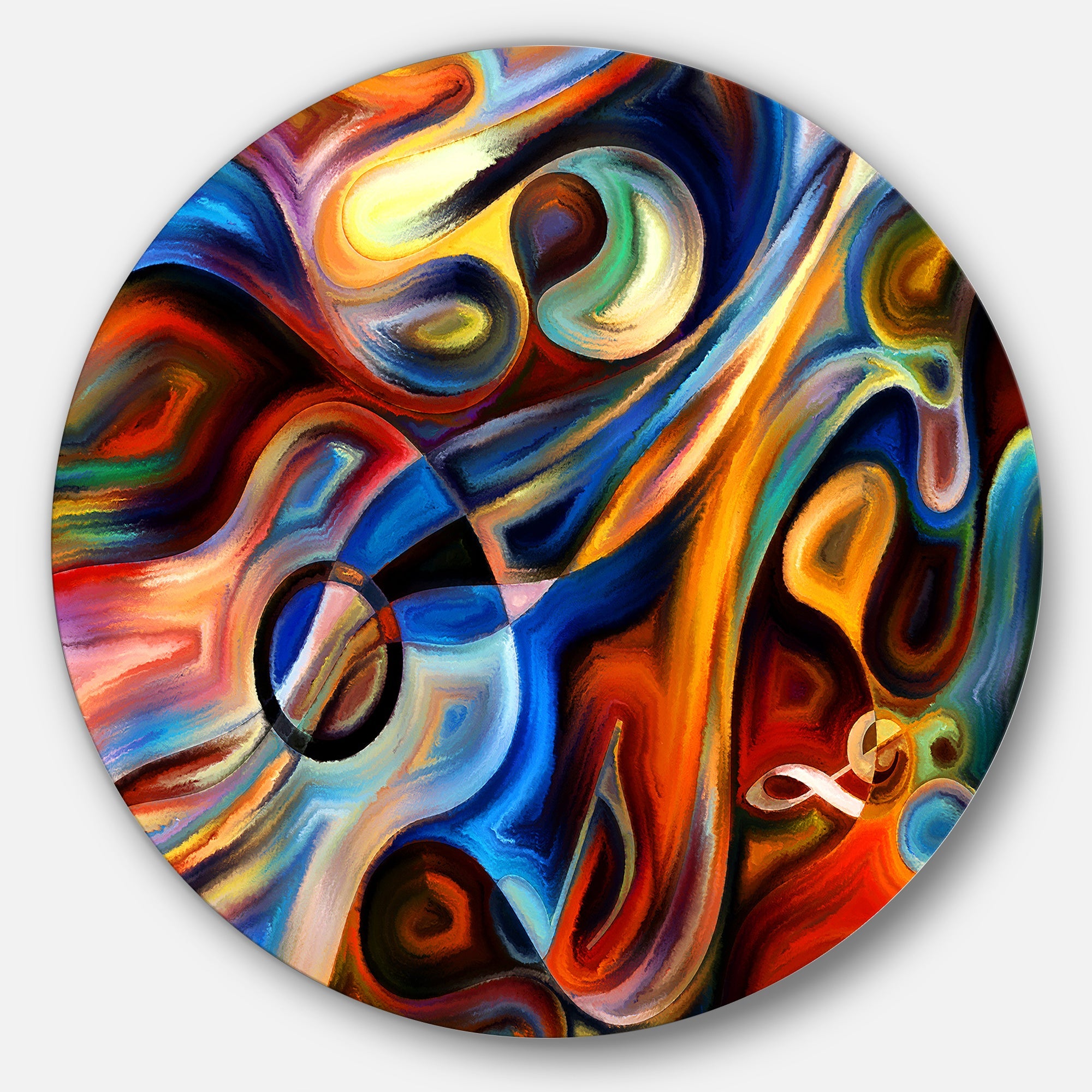 Abstract Music and Rhythm - Abstract Glossy Circle Metal Wall Art
