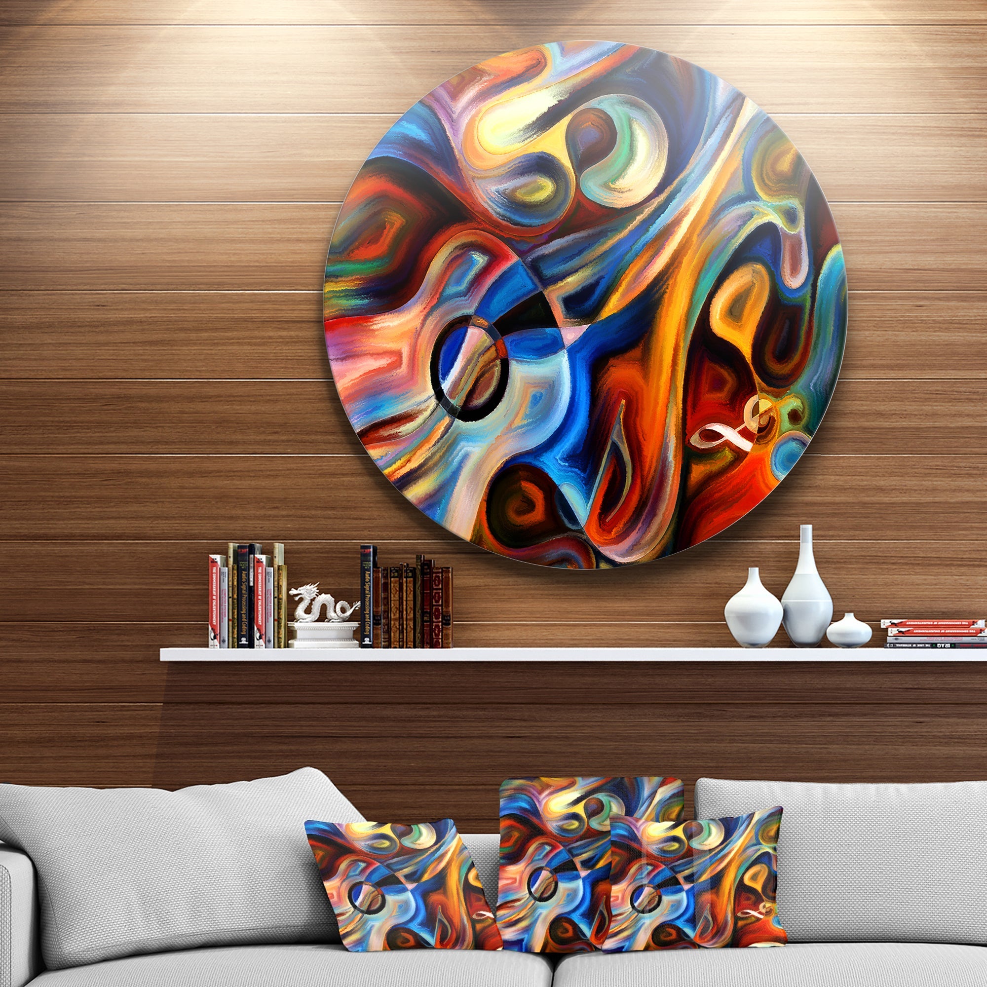 Abstract Music and Rhythm - Abstract Glossy Circle Metal Wall Art