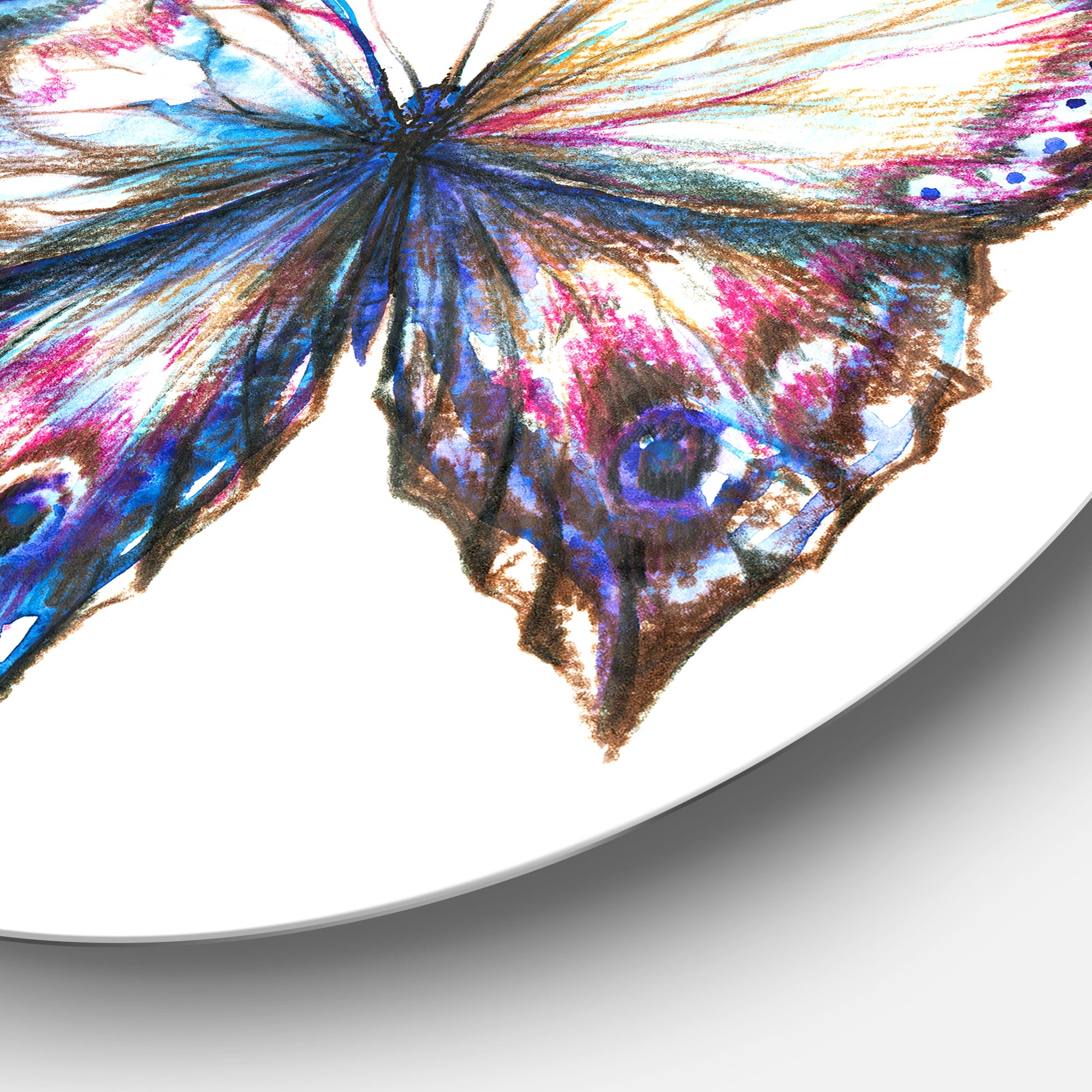Isolated Butterfly' Animal Metal Circle Wall Art