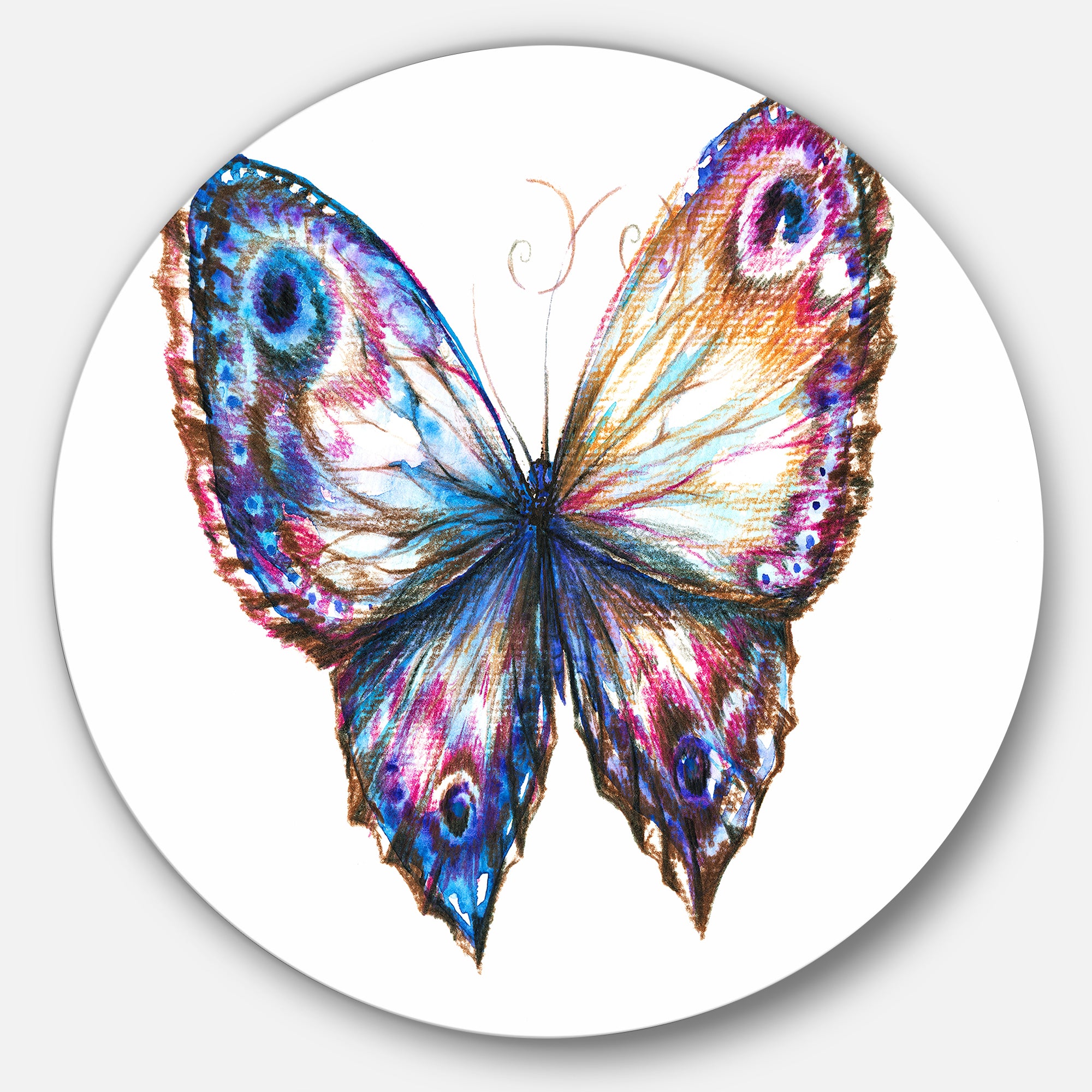 Isolated Butterfly' Animal Metal Circle Wall Art