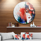 Woman with Rose Illustration' Abstract Metal Artwork