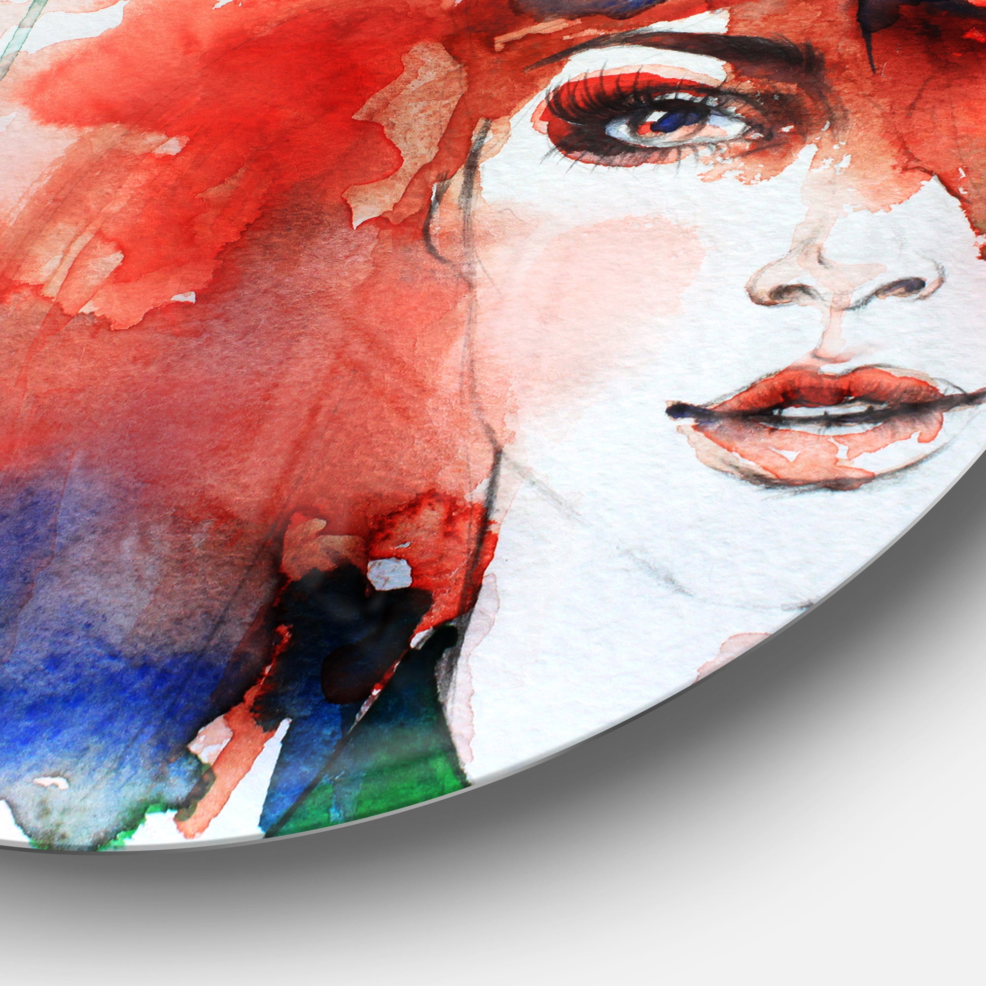 Woman with Rose Illustration' Abstract Metal Artwork