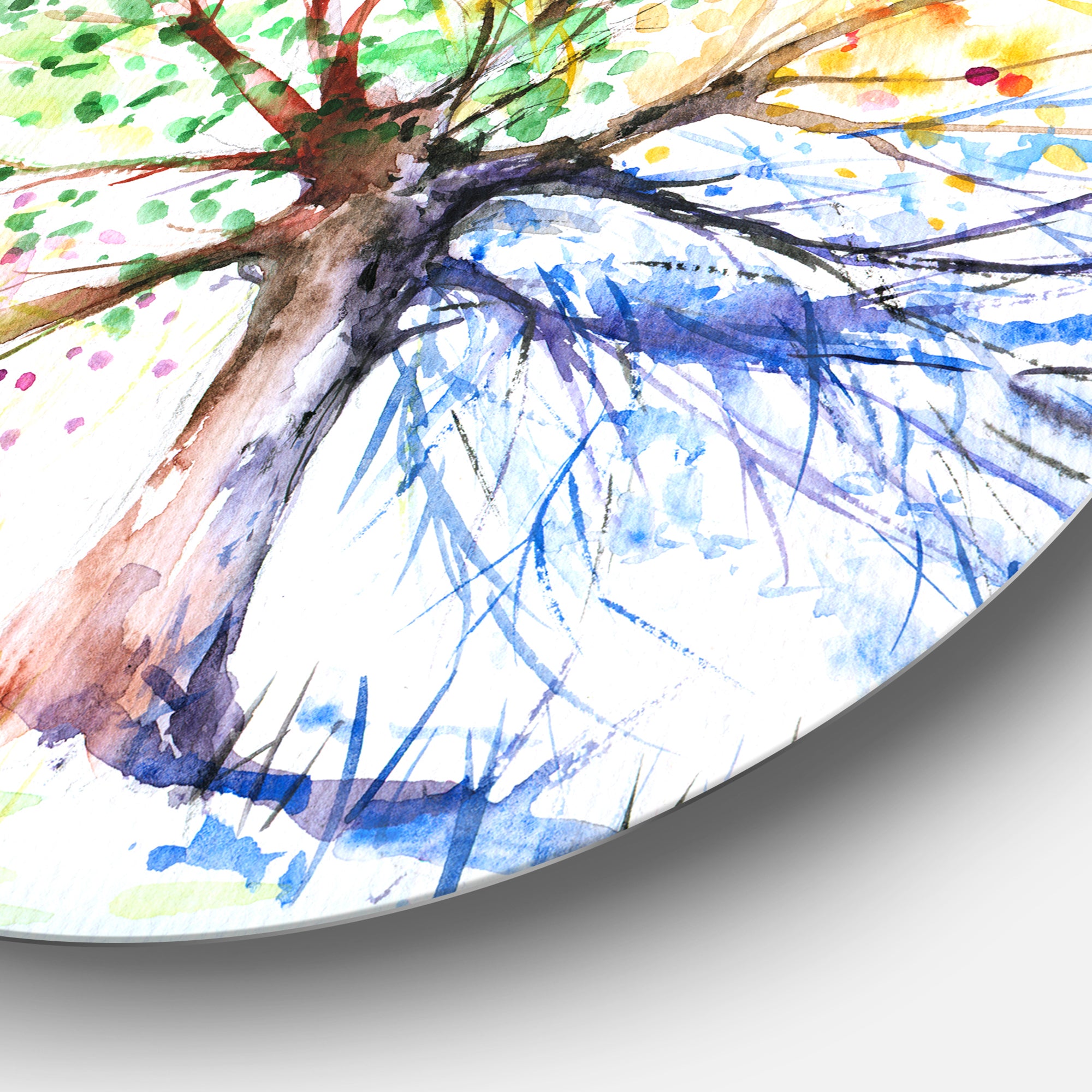 Four Seasons Tree' Floral Circle Metal Wall Art