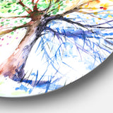 Four Seasons Tree' Floral Circle Metal Wall Art