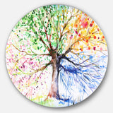 Four Seasons Tree' Floral Circle Metal Wall Art