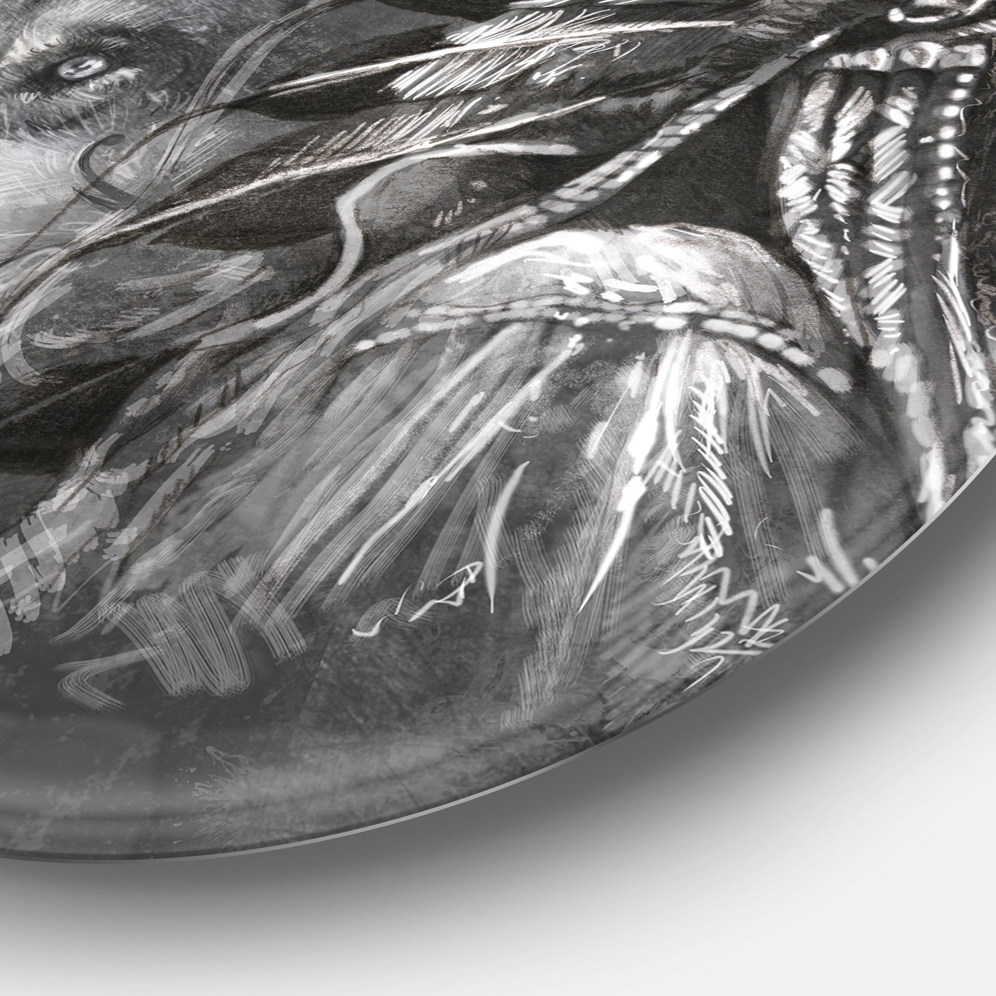 Wolf and American Indian Chief' Abstract Metal Artwork