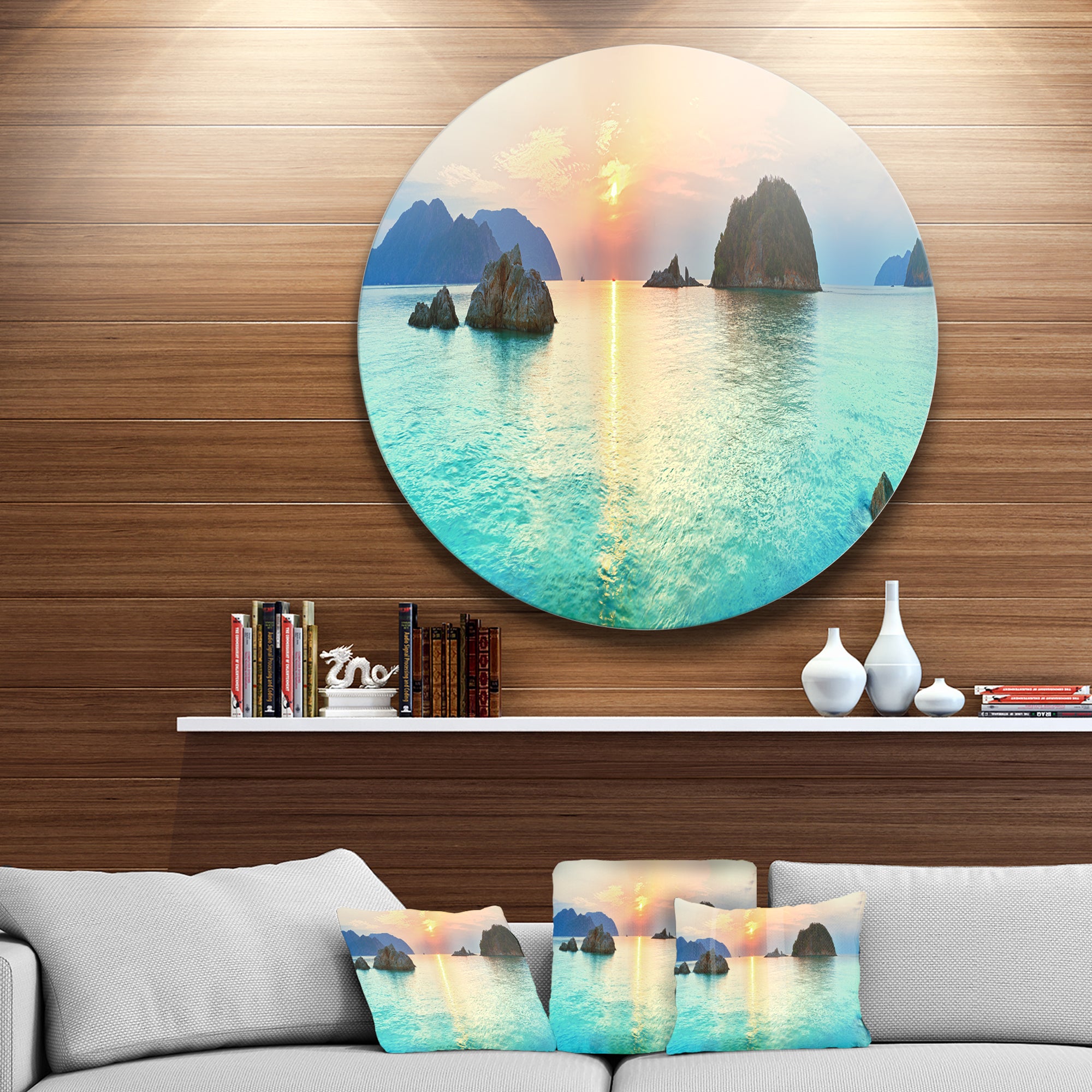 Sunrise Panorama' Photography Circle Metal Wall Art