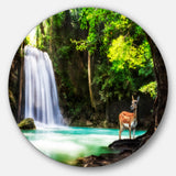 Erawan Waterfall' Large Landscape Photo Circle Metal Wall Art