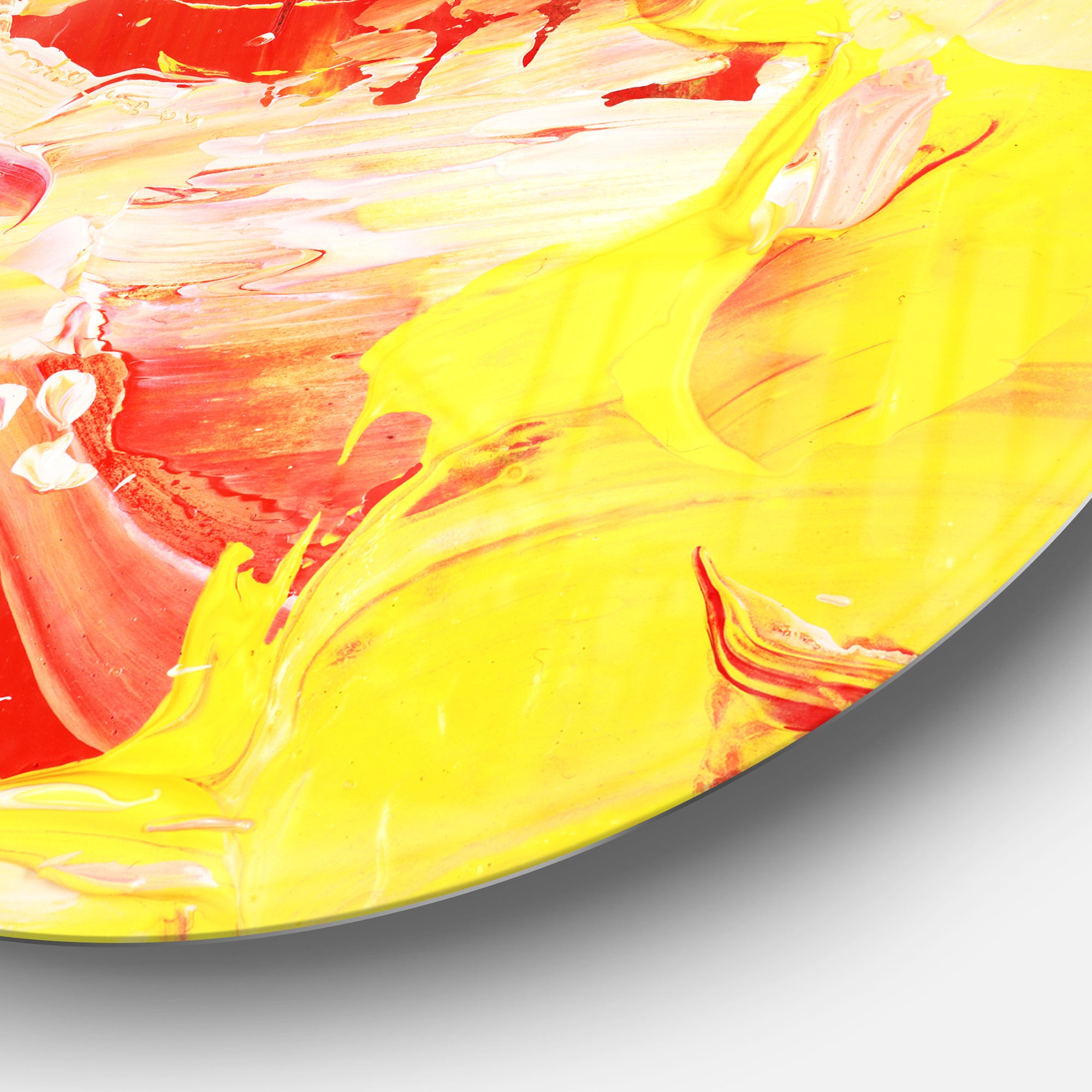 Yellow and Red Abstract Art' Disc Abstract Circle Metal Wall Art
