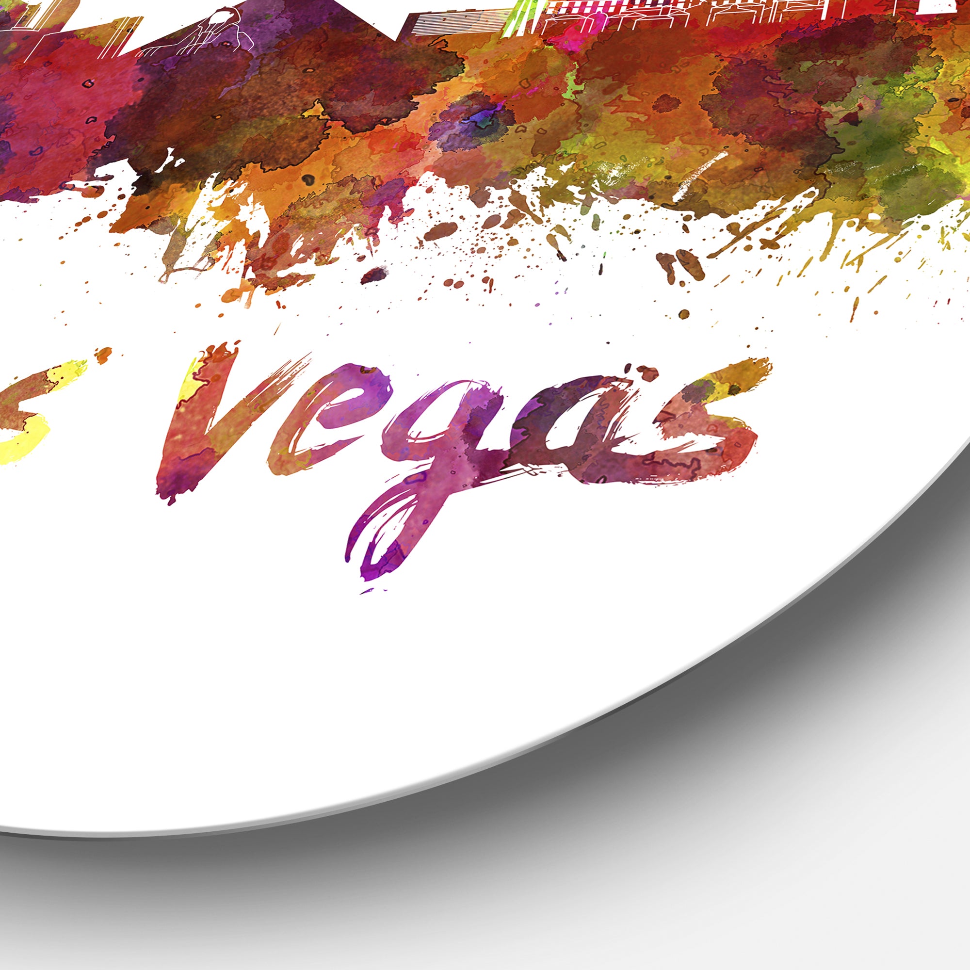 'Las Vegas Skyline' Disc Large Cityscape Metal Artwork Print