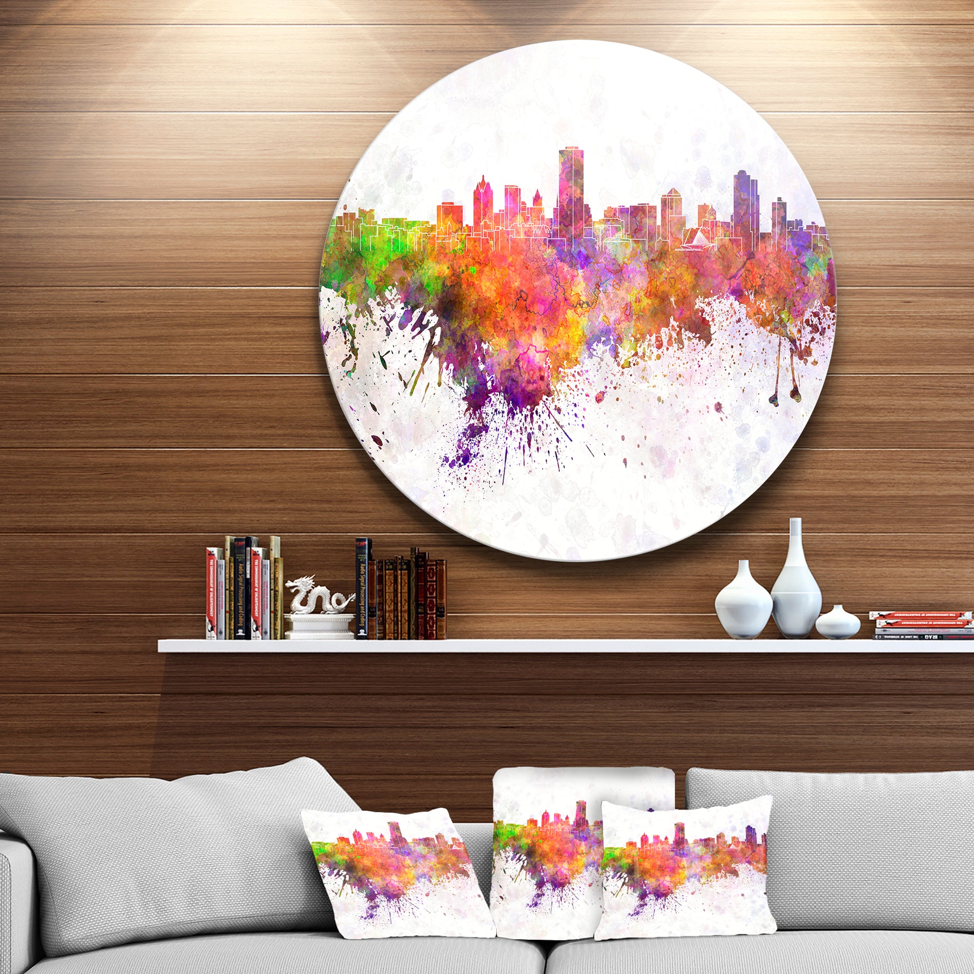 'Milwaukee Skyline' Disc Cityscape Metal Artwork Print