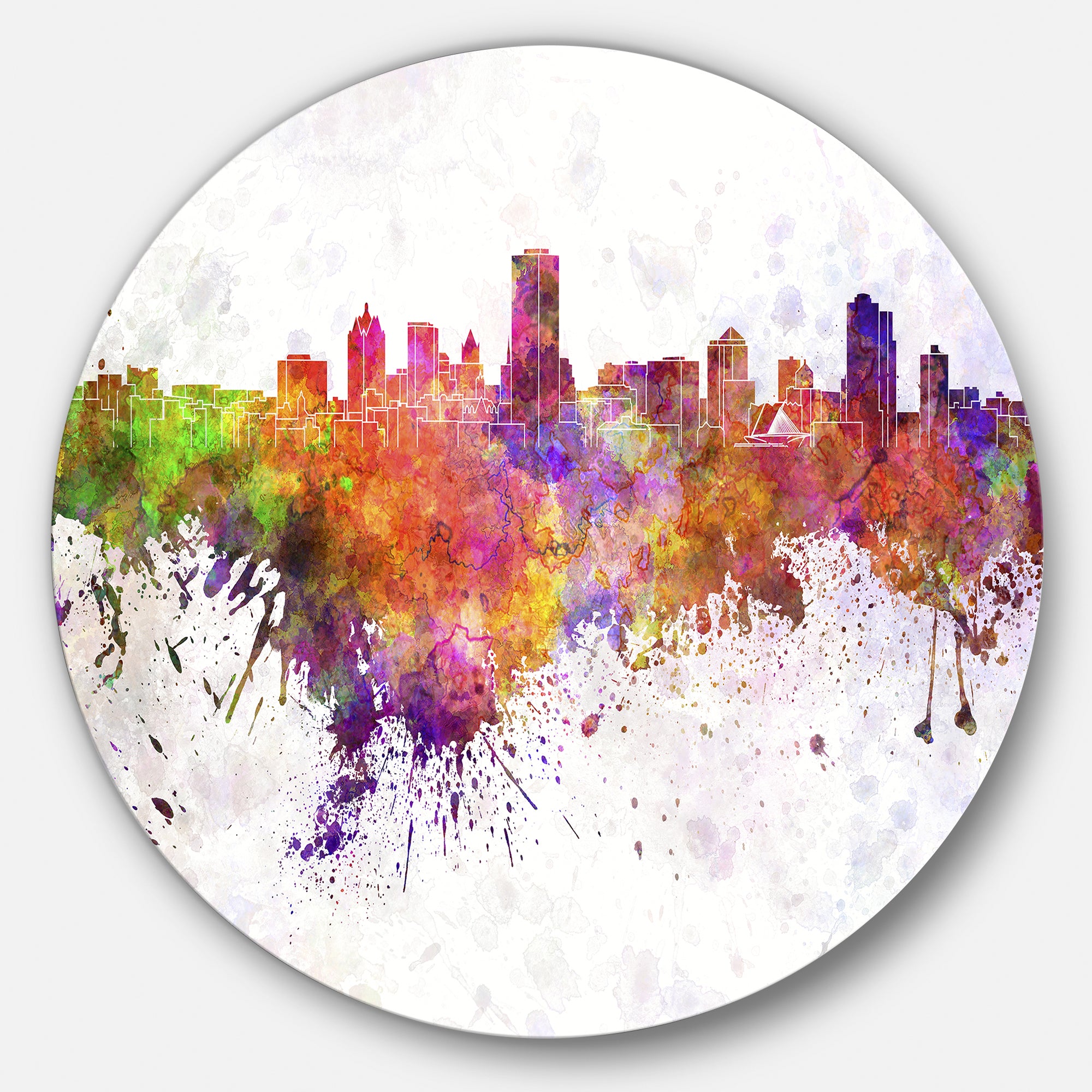 'Milwaukee Skyline' Disc Cityscape Metal Artwork Print