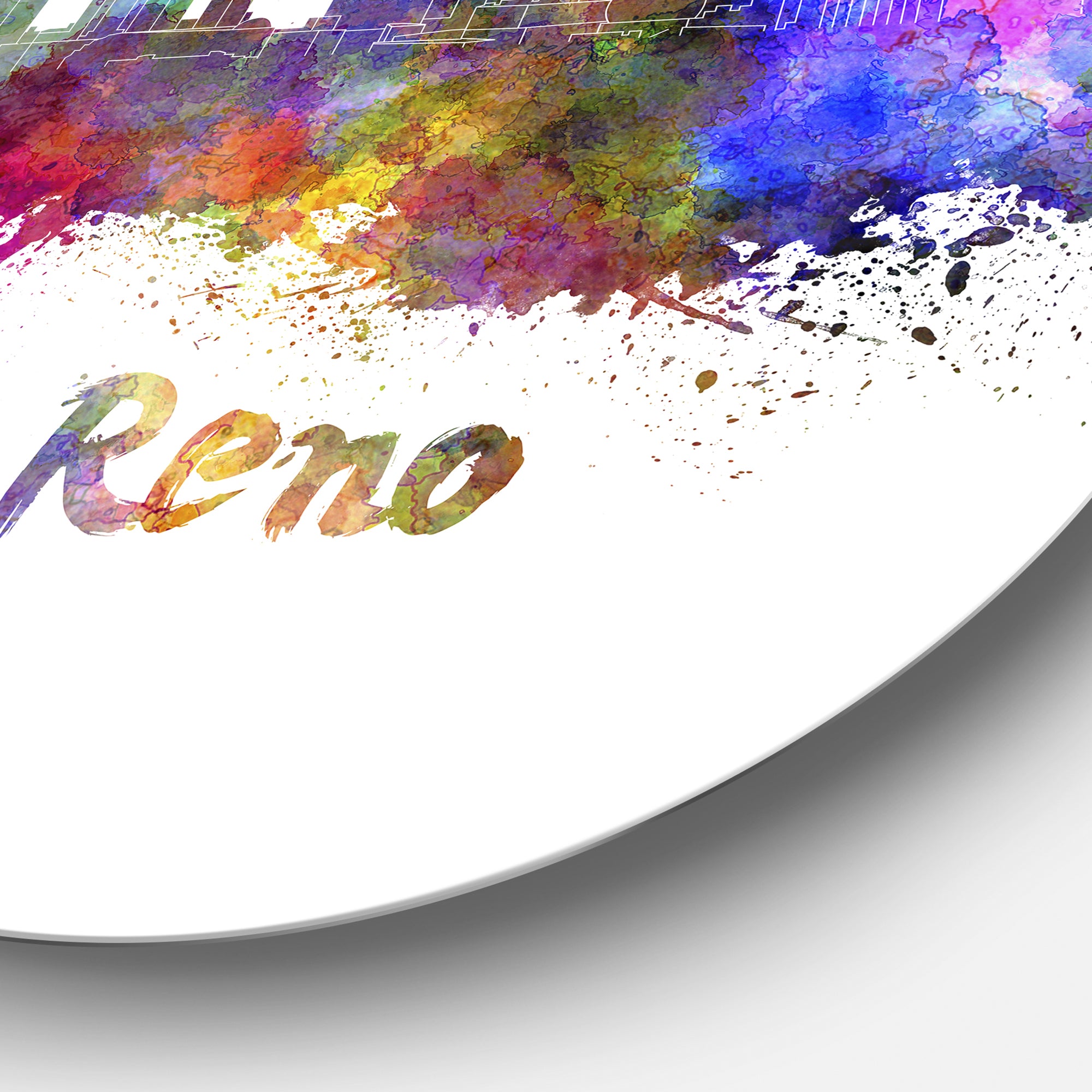'Reno Skyline' Disc Cityscape Metal Artwork Print