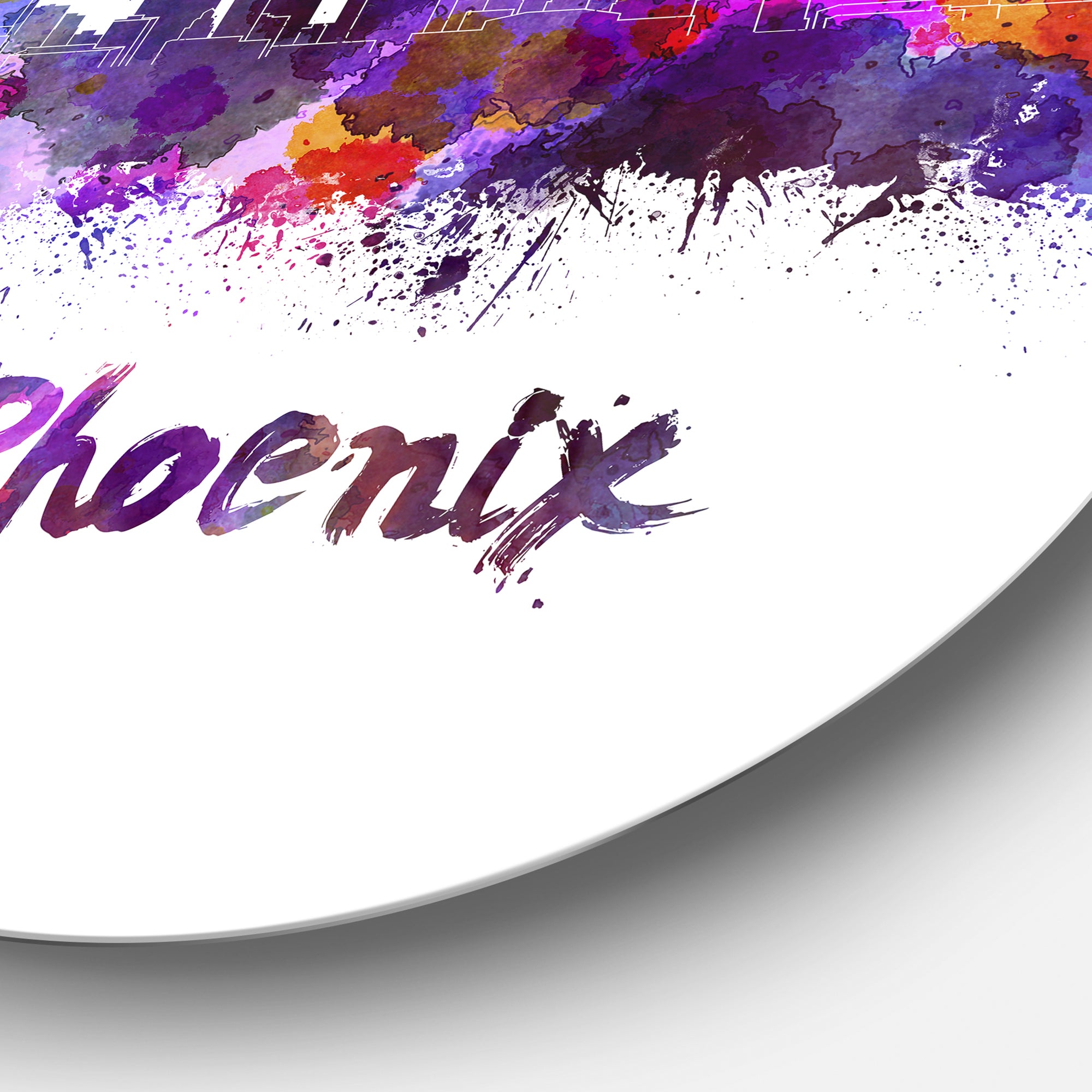 'Phoenix Skyline' Disc Cityscape Metal Artwork Print