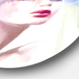 Portrait of Beautiful Girl' Disc Portrait Circle Metal Wall Art